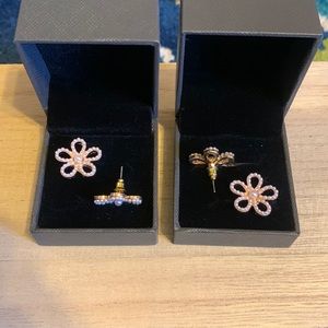 Pearl Flower Stud Earrings with S925 Silver Needle and 14K Gold Plated
